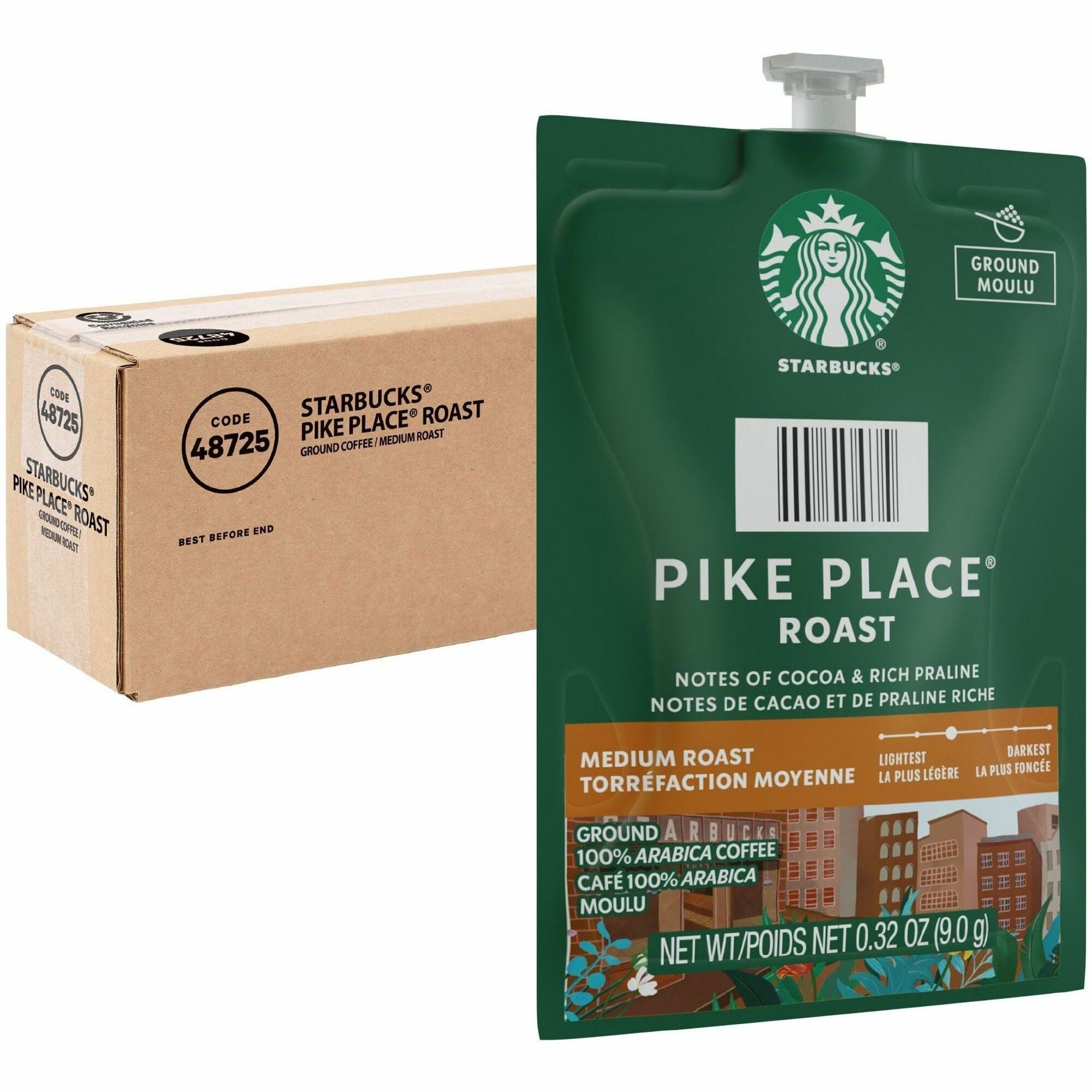 Starbucks Freshpack Pike Place Roast Freshpack - Compatible with Flavia - Medium - 0.3 oz - Freshpack - Pike Place - 38 / Carton