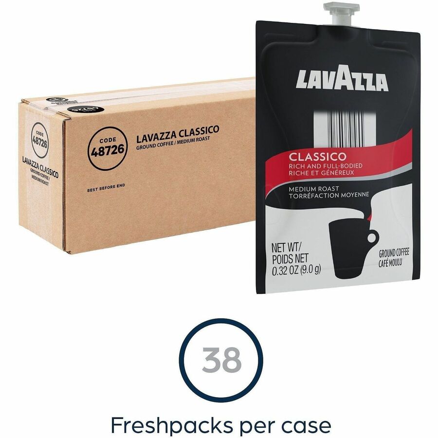 Lavazza Freshpack Classico Coffee Freshpack - Medium - 0.3 oz - Freshpack - Classico, Arabica, Robusta - 38 / Carton