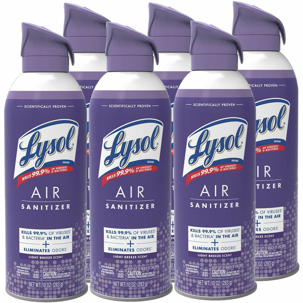 Lysol Linen Scent Air Sanitizer - Spray - 10 fl oz (0.3 quart) - Light Breeze, Linen - Odor Neutralizer - 6 / Carton