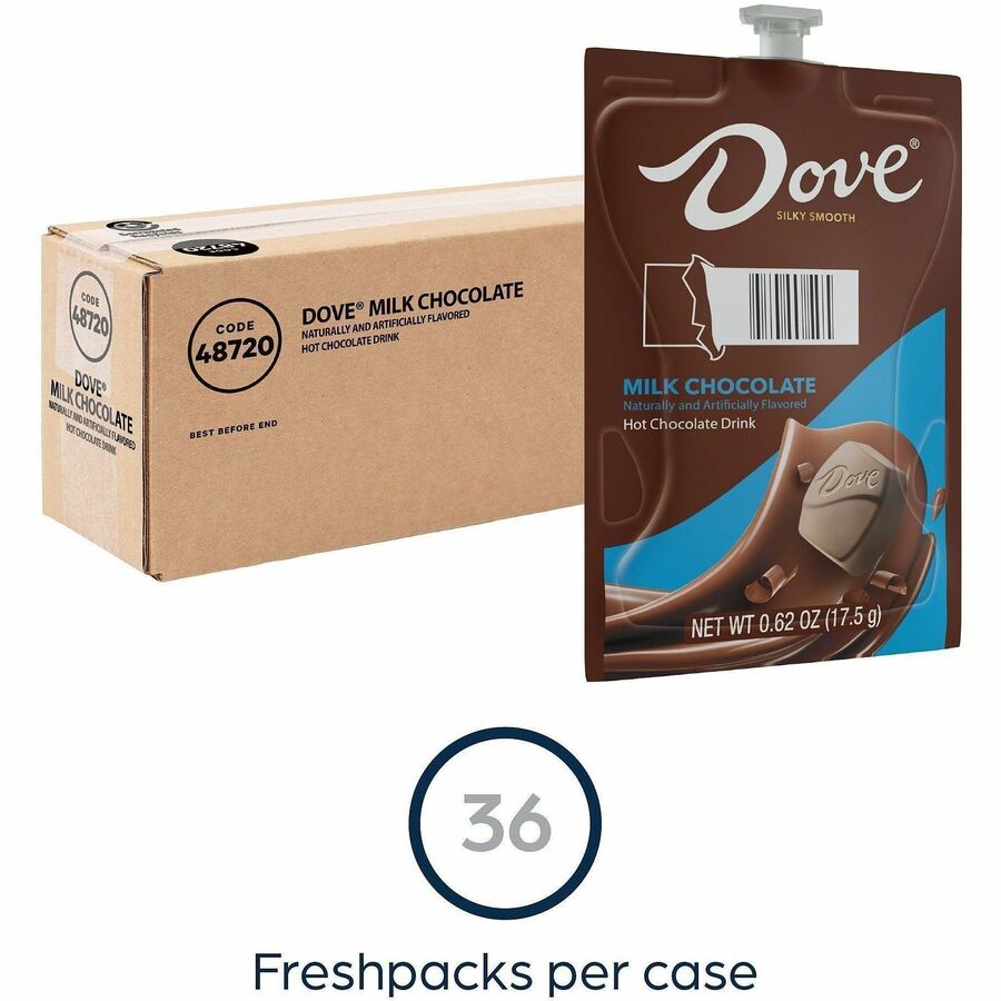 Dove Hot Chocolate Freshpack - 0.62 oz - Milk Chocolate, Hot Chocolate - 36 / Carton