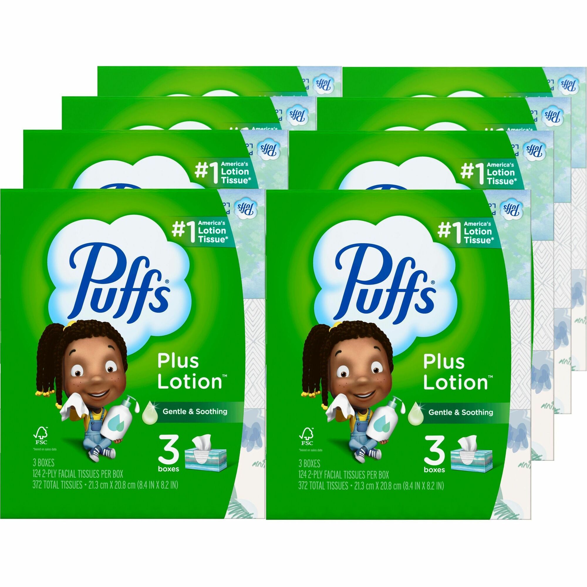 Puffs Plus Lotion Facial Tissue - WhiteBox - 124/Box - 24 / Carton