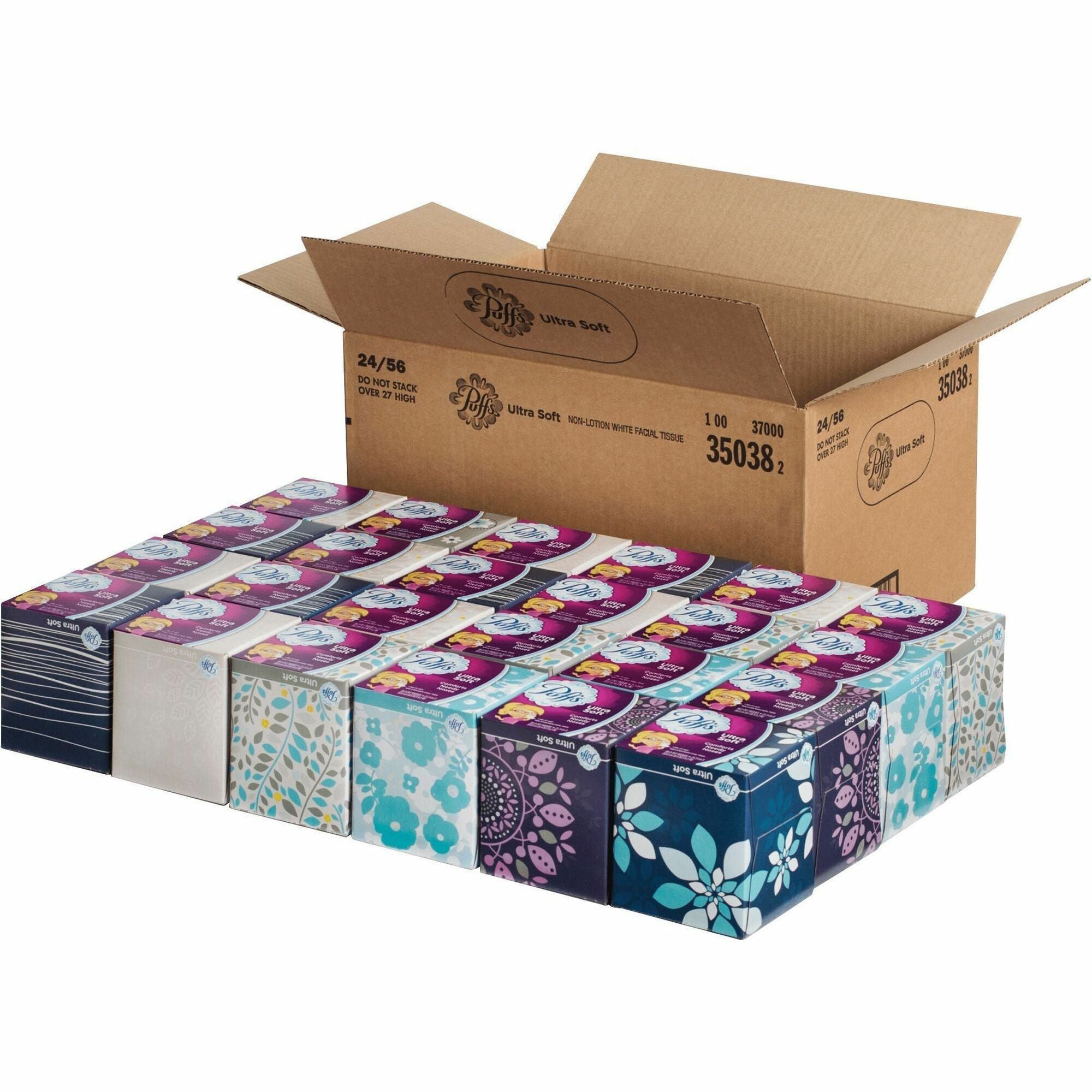 Puffs Ultra Soft Facial Tissue - 2 Ply - 8.20" Width x 8.40" Length - White - 56/Box - 24 / Carton