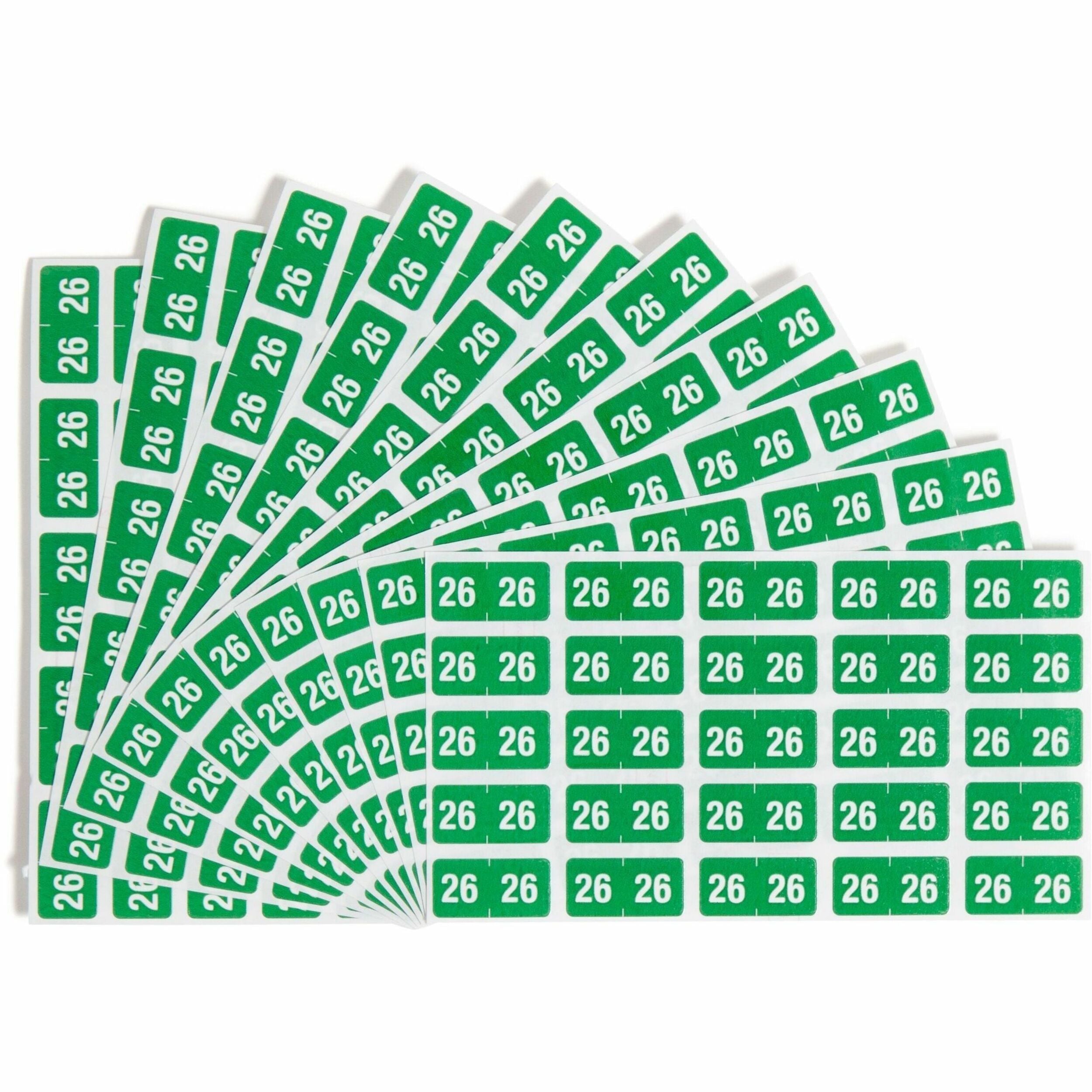 Smead ETS Color-Coded Year Labels - 1/2" Height x 1" Width - Green - Paper - Laminated - Self-adhesive, Durable - 25 / Sheet - 10 Total Sheets - 2026 Total Label(s) - 250 / Pack