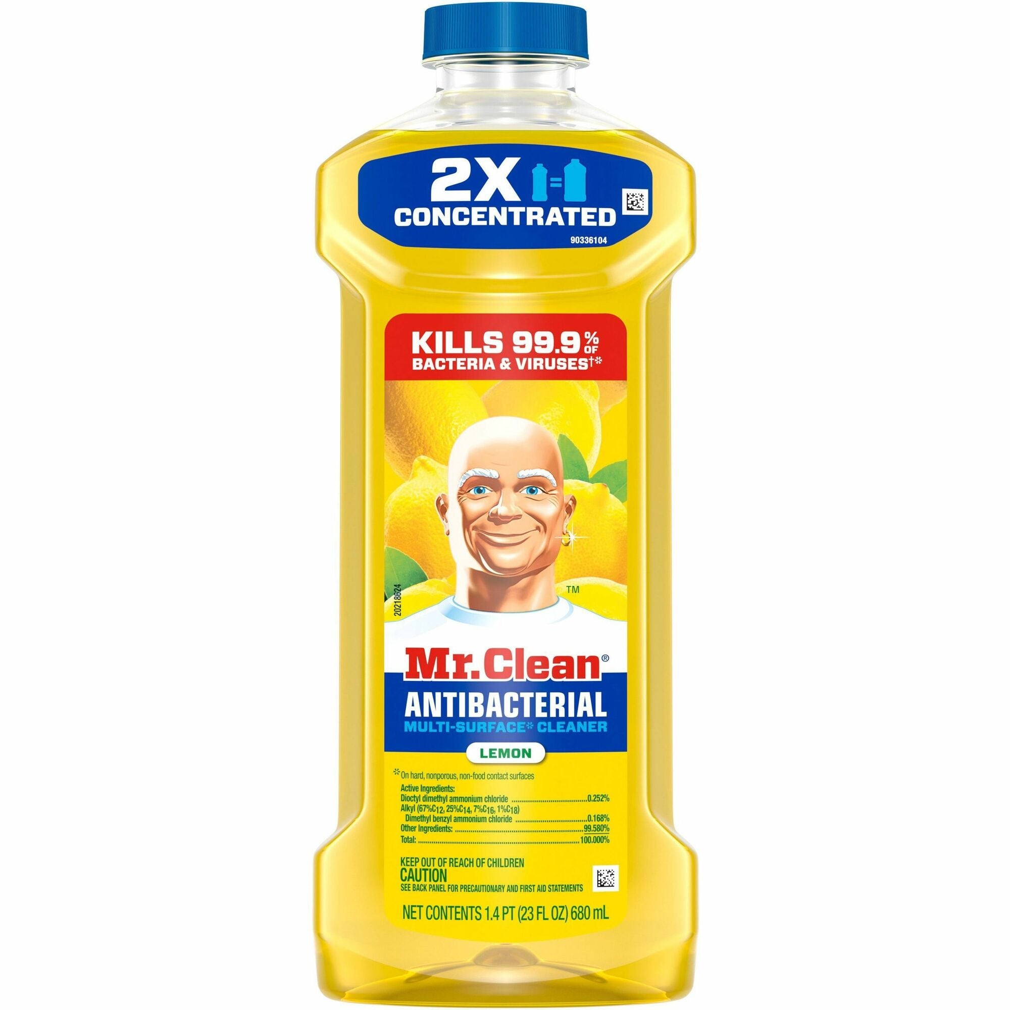 Mr. Clean 2X Concentrated Multi-Surface Cleaner - For Multi Surface, Multipurpose - Concentrate - Liquid - 23 fl oz (0.7 quart) - Fresh, Lemon Scent - Long Lasting - Yellow - 1 Each
