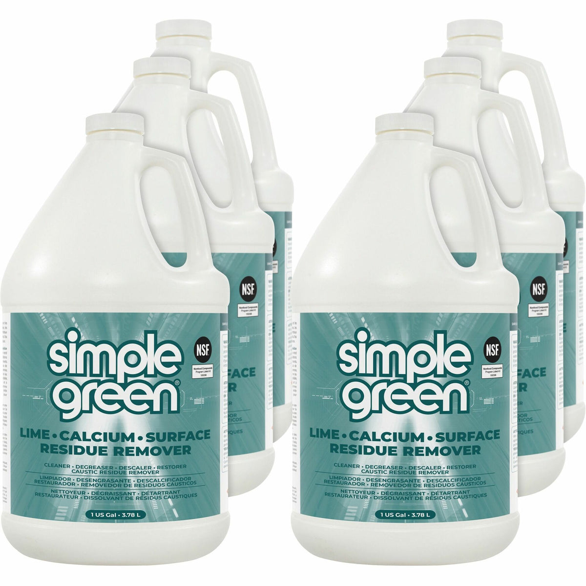 Simple Green Lime-Calcium-Surface Residue Remover - For Multi Surface, Multipurpose - 128 fl oz (4 quart) - Pleasant, Wintergreen Scent - Deodorize, Bleach-free, Ammonia-free, Phosphorous-free, Non-abrasive - Turquoise - 6 / Carton