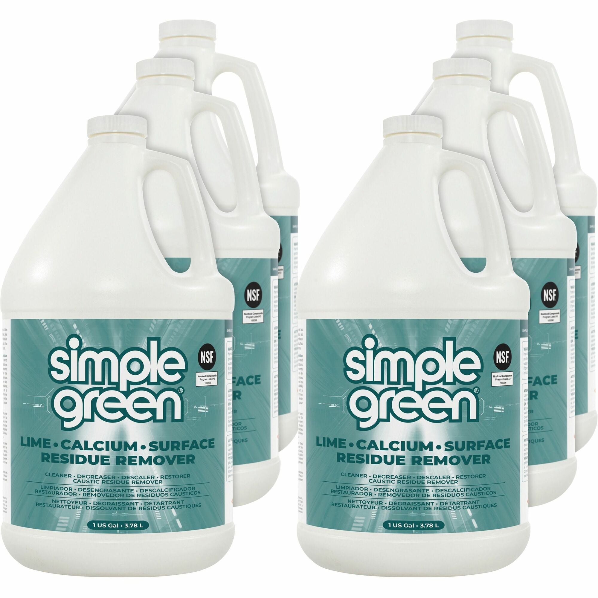 Simple Green Lime-Calcium-Surface Residue Remover - For Multi Surface, Multipurpose - 128 fl oz (4 quart) - Pleasant, Wintergreen Scent - Deodorize, Bleach-free, Ammonia-free, Phosphorous-free, Non-abrasive - Turquoise - 6 / Carton