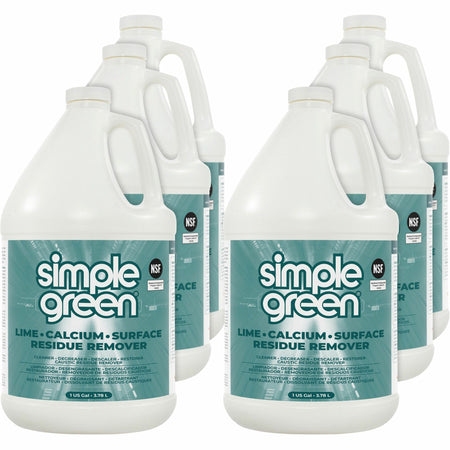 Simple Green Lime-Calcium-Surface Residue Remover - For Multi Surface, Multipurpose - 128 fl oz (4 quart) - Pleasant, Wintergreen Scent - Deodorize, Bleach-free, Ammonia-free, Phosphorous-free, Non-abrasive - Turquoise - 6 / Carton