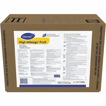 Diversey High Mileage ProX - For Hard Floor, Polished Surface, Glazed Surface, Ceramic Tile Floor - Ready-To-Use - Liquid - 640 fl oz (20 quart) - 8.2 pH - Solvent Scent - Low Odor, Non-yellowing, Durable, Slip Resistant - White, Clear - 1 Each