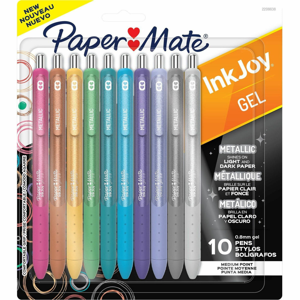 Paper Mate InkJoy Gel Pens - 0.8 mm Medium Pen Point - Assorted Ink - Gel-based - Assorted Barrel - 10 / Pack