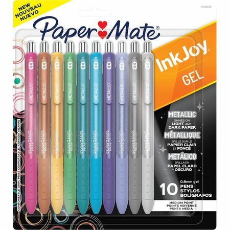 Paper Mate InkJoy Gel Pens - 0.8 mm Medium Pen Point - Assorted Ink - Gel-based - Assorted Barrel - 10 / Pack