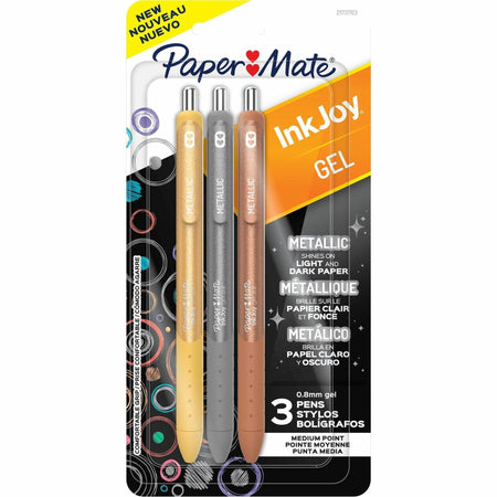 Paper Mate InkJoy Gel Pens - 0.8 mm Medium Pen Point - Assorted Ink - Gel-based - Assorted Barrel - 3 / Pack