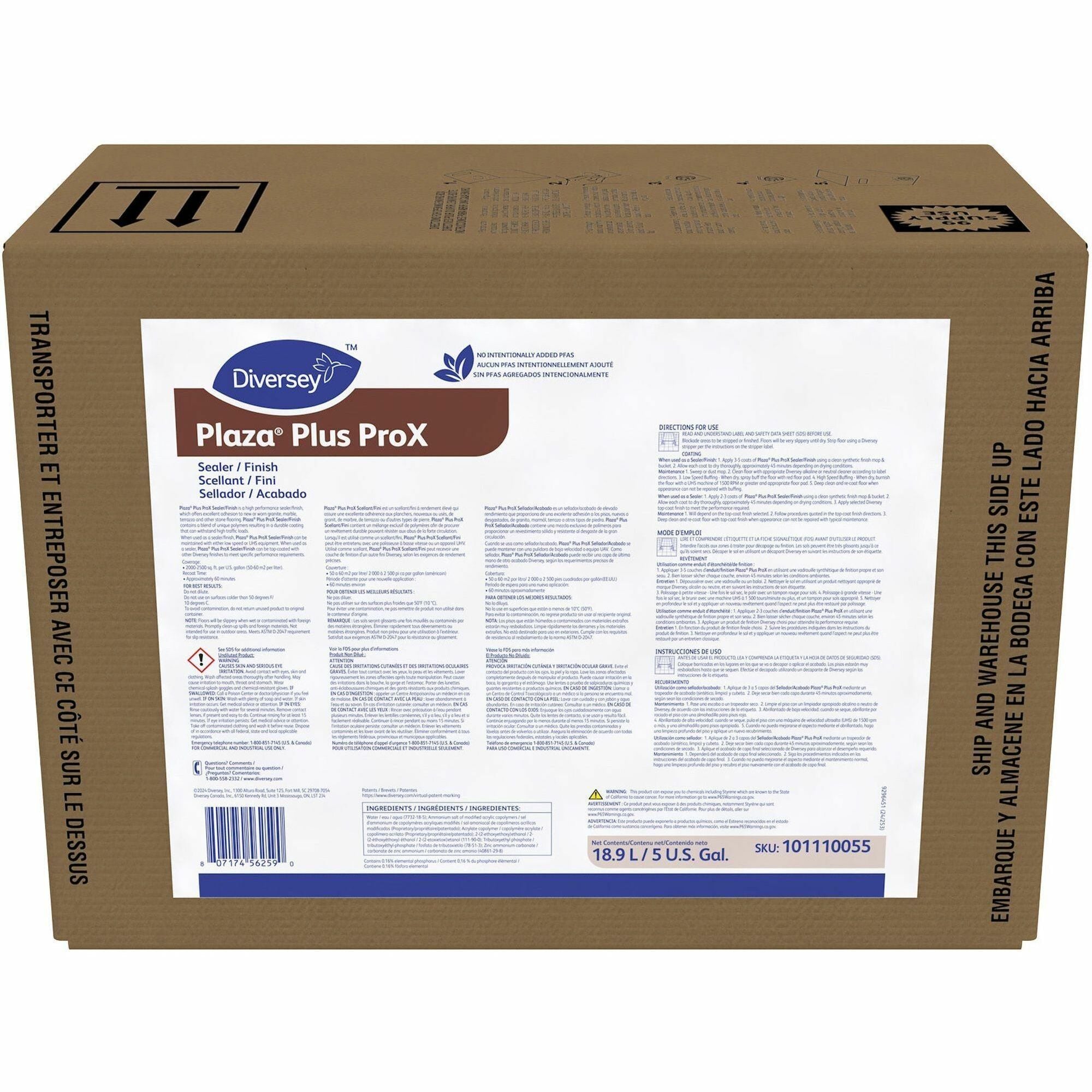 Diversey Care Plaza Plus Sealer/Finish: Multi-Surface Long-Lasting White Finish - Floor/Carpet Cleaners & Protectors