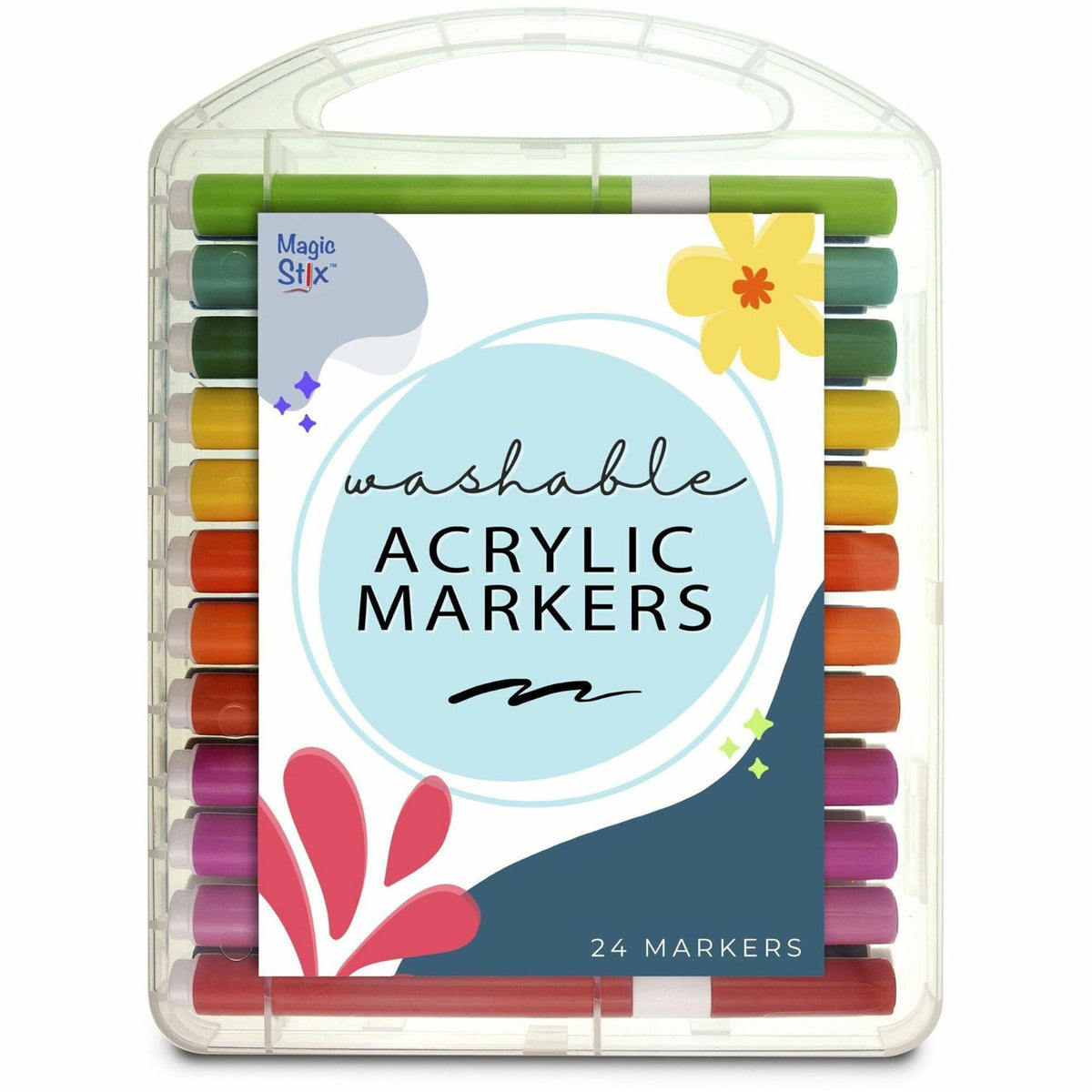 The Pencil Grip Magic Stix Washable Acrylic Markers - Washable - Assorted Ink - Round Barrel - 24 / Each