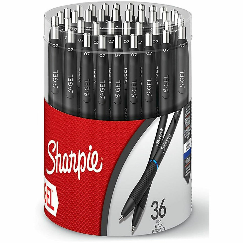 Sharpie S-Gel Pens - 0.7 mm, Bullet Pen Point - Retractable - Blue Ink - Gel-based - Black Barrel - 36 / Box