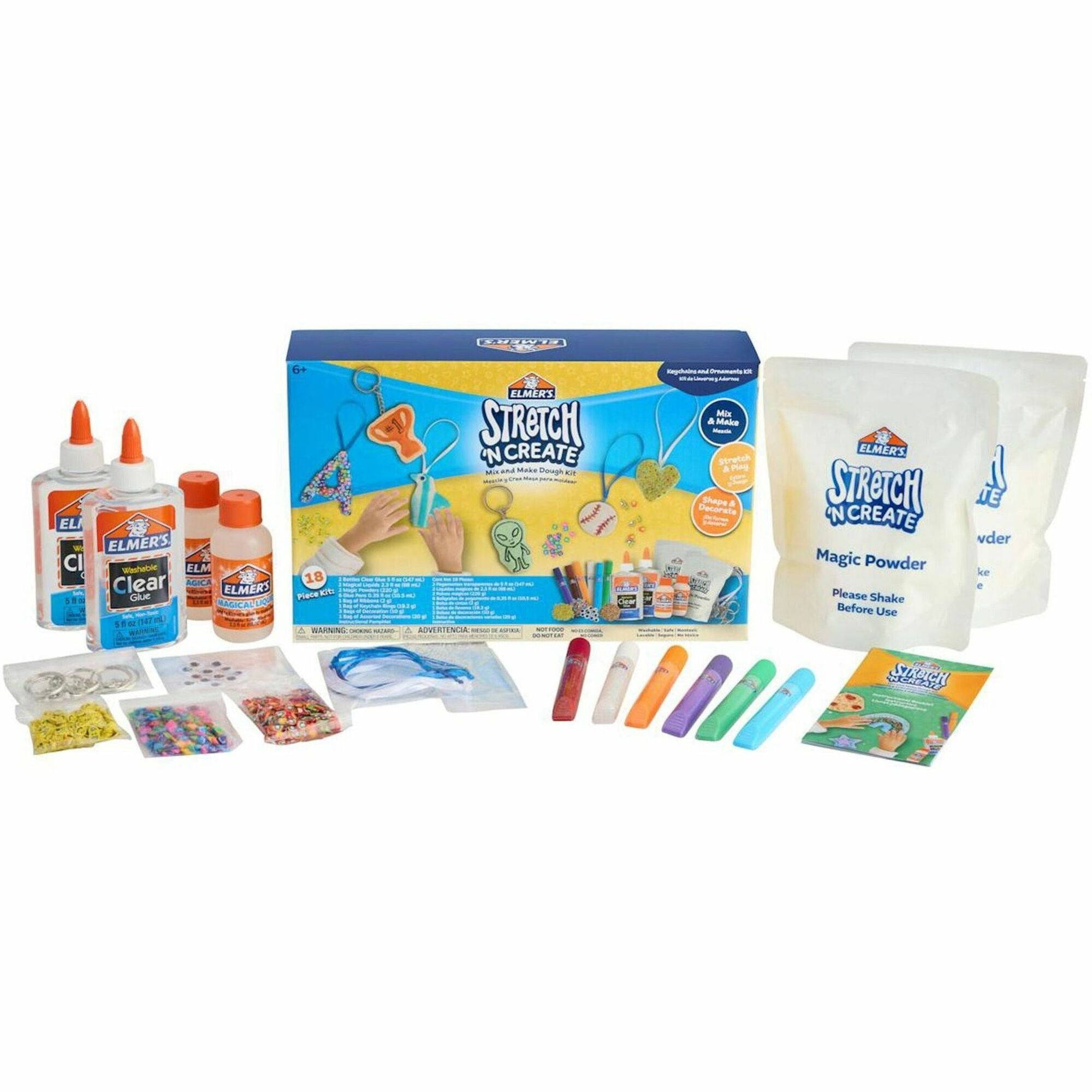 Elmer's Stretch 'N Create Dough Kit - Decoration, Shaping, Art, Craft, Key Chain, Ornaments - 18 Piece(s) - Assorted - 1 Box