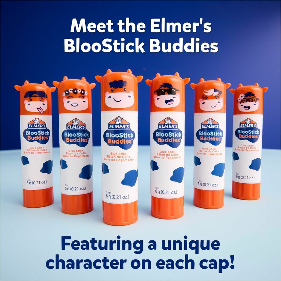 Elmer's BlooStick Buddies Glue Sticks - 0.21 oz - Blue - 48 / Box