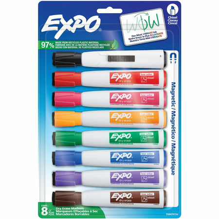 Expo Magnetic Dry-erase Marker - Chisel Marker Point - Erasable - Assorted Ink/ - 8 / Pack