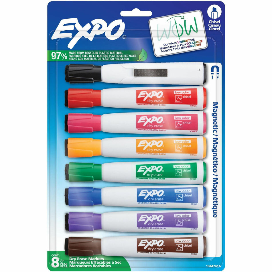 Expo Magnetic Dry-erase Marker - Chisel Marker Point - Erasable - Assorted Ink/ - 8 / Pack