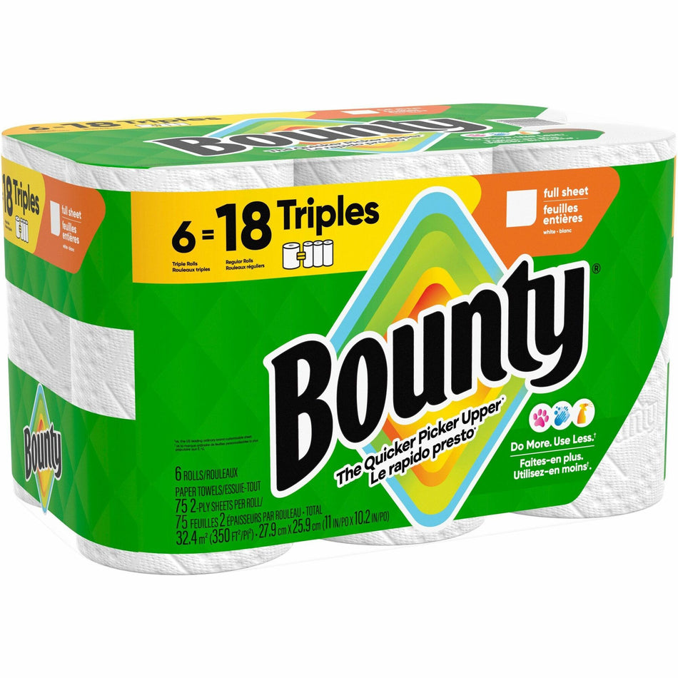 Bounty Select-A-Size Paper Towels - 2 Ply - Diamond Texture - Green - PaperRoll - 75/Roll - 6 / Carton