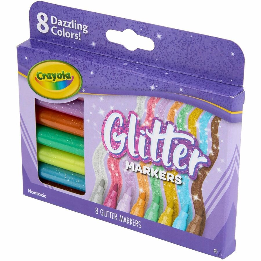 Crayola 8-Color Glitter Markers - Bullet Marker Point - 8/Set - 8 / Pack