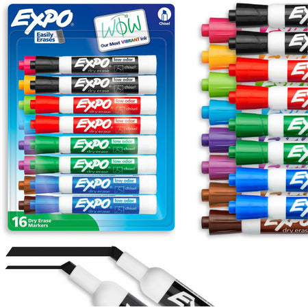 Expo Dry Erase Markers - Chisel Marker Point - Erasable - Assorted Ink - Dry - 16 / Set