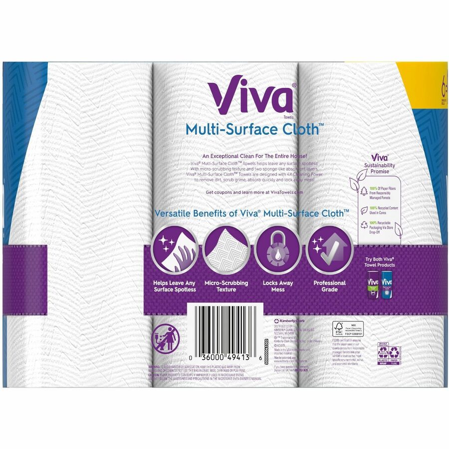 Viva Choose-A-Sheet Paper Towels - 1 Ply - 83 Sheets/Roll - Signature soft, smooth texture - White - Paper - 24 / Carton