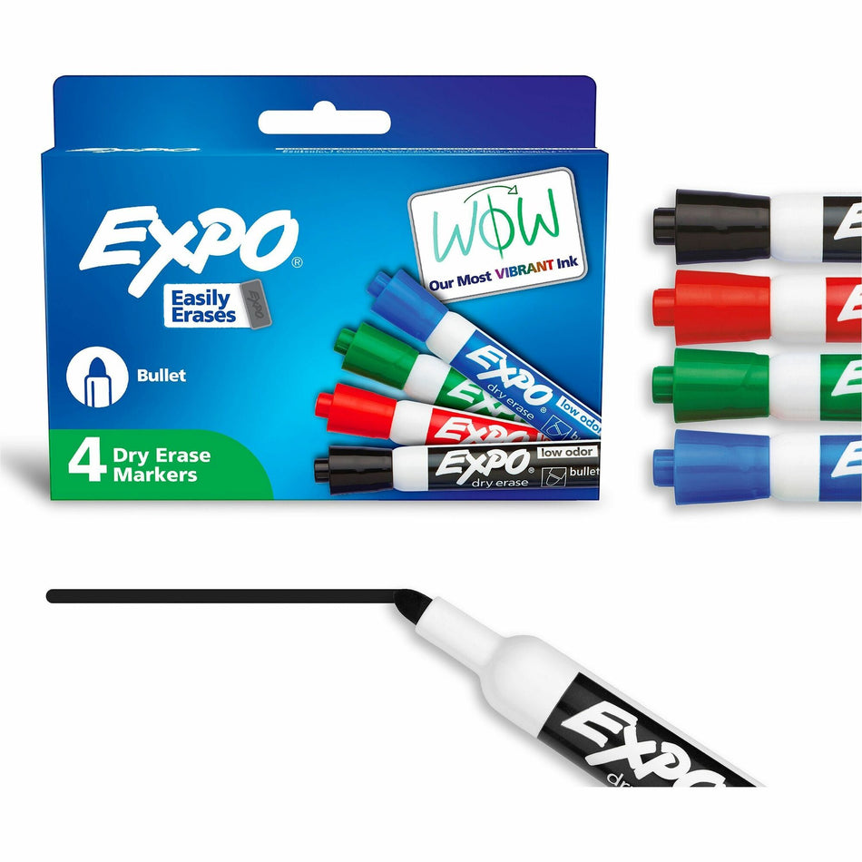 Expo Bold Color Dry-erase Markers - Bullet Marker Point - Erasable - Assorted Ink - Dry - 4 / Set