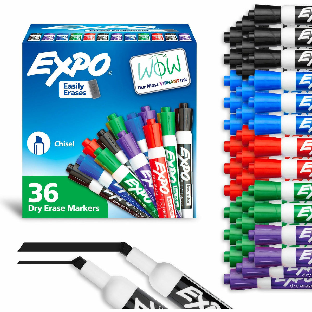 Expo Dry Erase Markers - Chisel Marker Point - Erasable - Assorted Ink - 36 / Pack