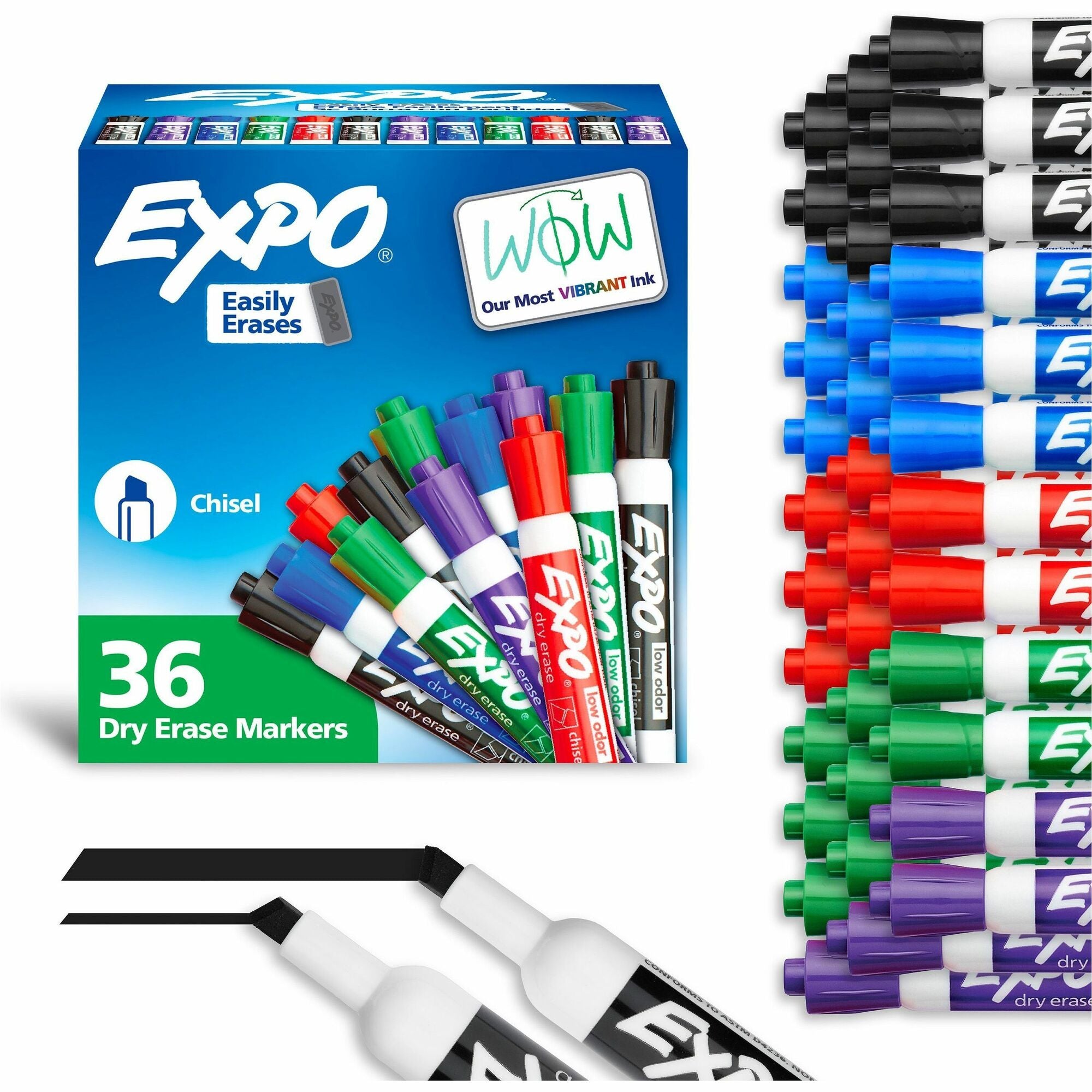 Expo Dry Erase Markers - Chisel Marker Point - Erasable - Assorted Ink - 36 / Pack