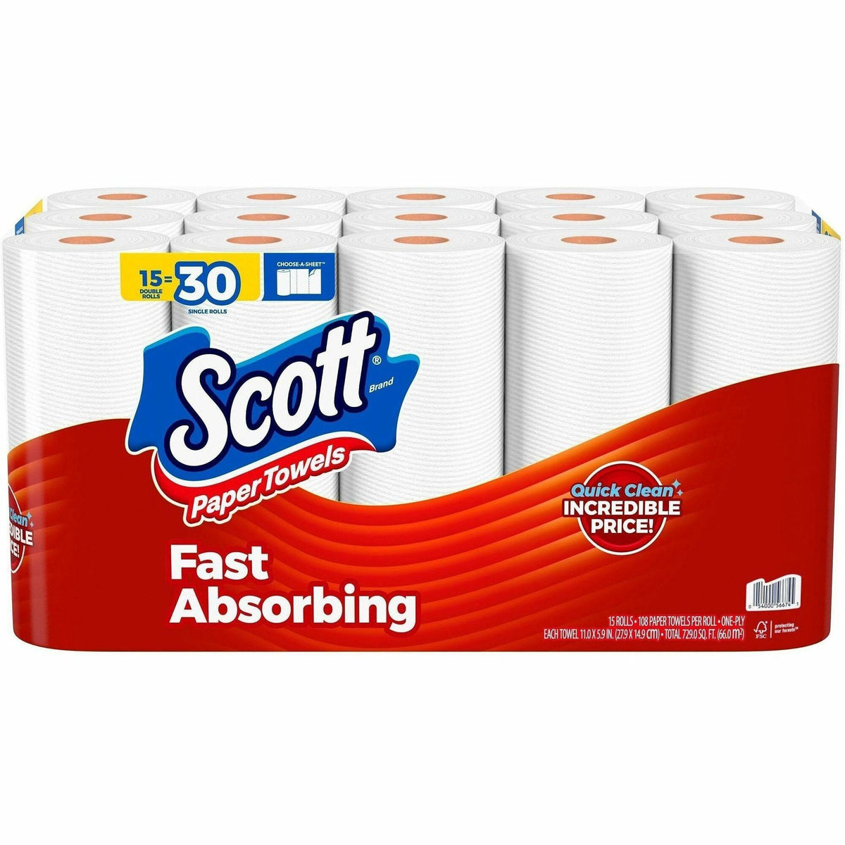 Scott Choose-A-Sheet Paper Towels - White - Fiber Paper - 15 / Pack