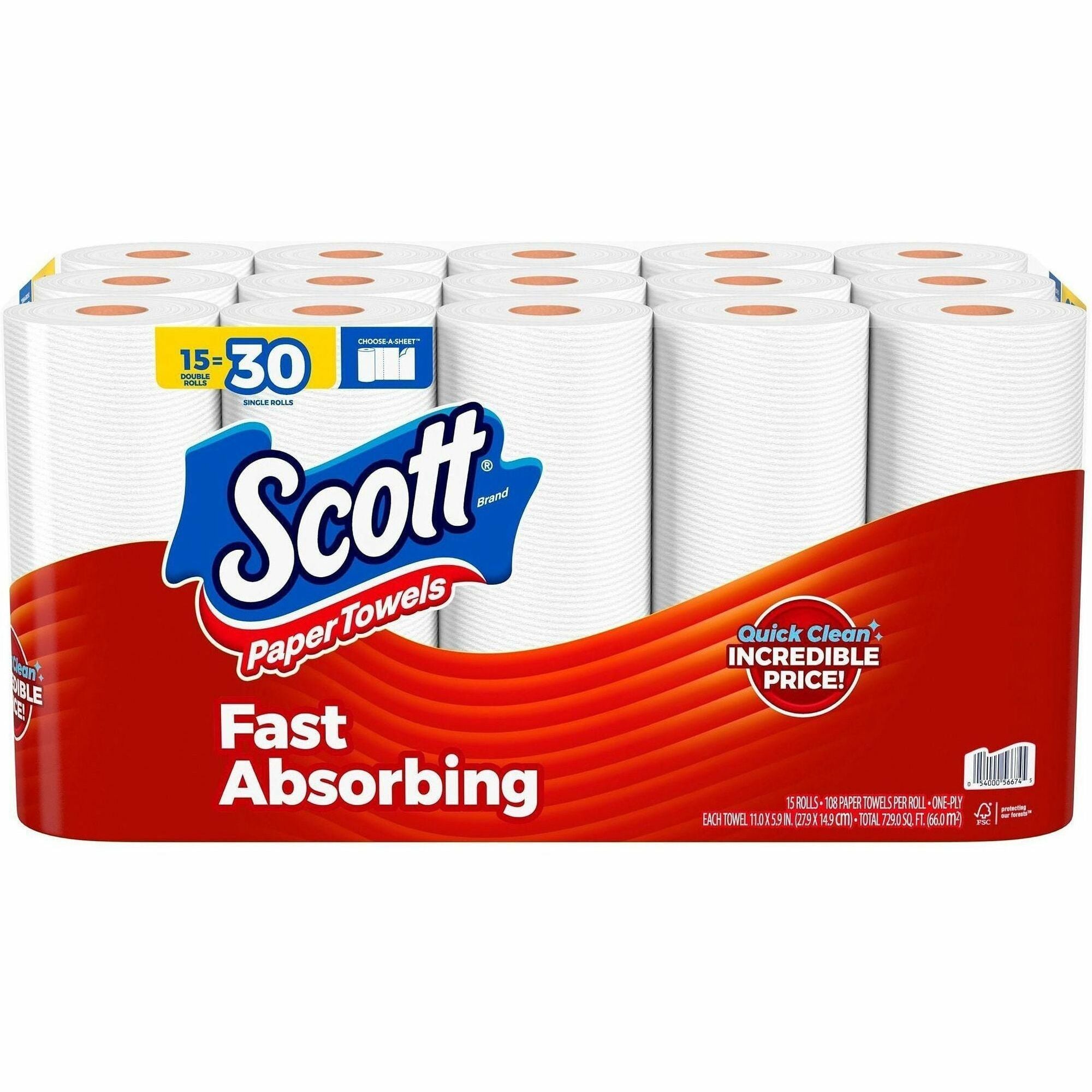 Scott Choose-A-Sheet Paper Towels - White - Fiber Paper - 15 / Pack