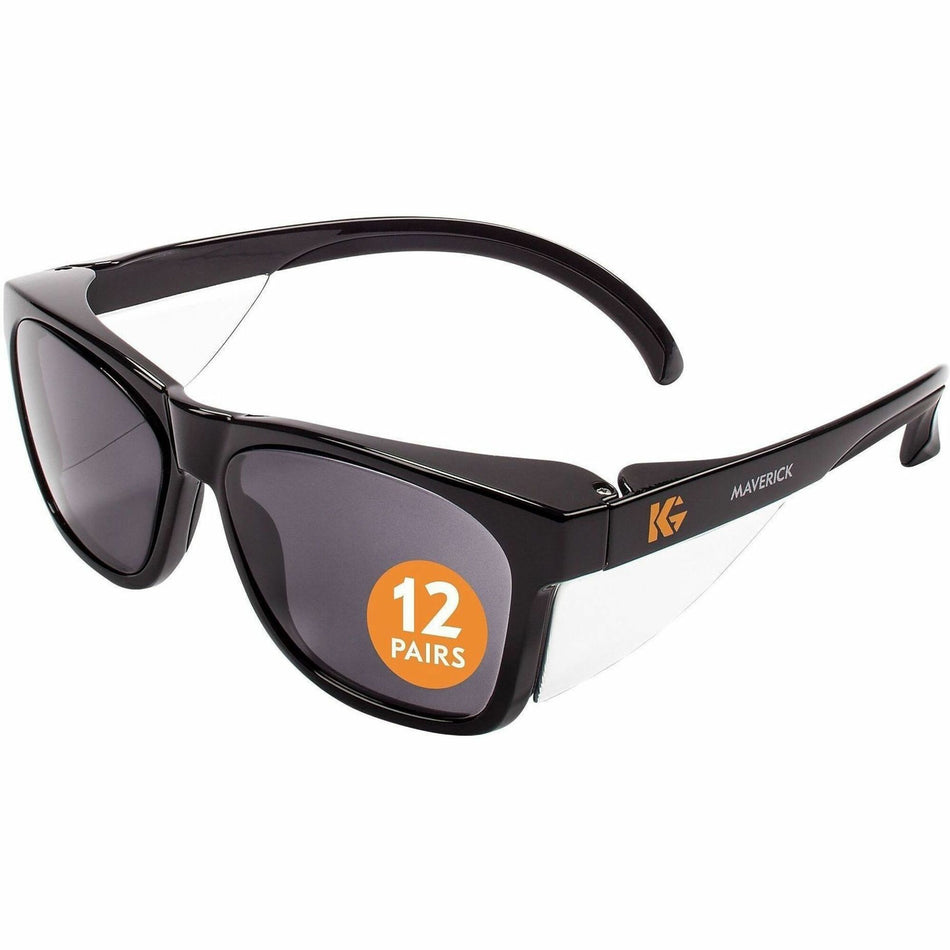 Ansell Health V30 Maverick Safety Glasses - Universal - Eye, UVA, UVB, UVC, Fog Protection - Polycarbonate - Smoke Lens - Black Frame - Durable, Lightweight, Comfortable, Anti-fog, Side Shield, Browguard, Nose Bridge, Anti-scratch - 1 Box