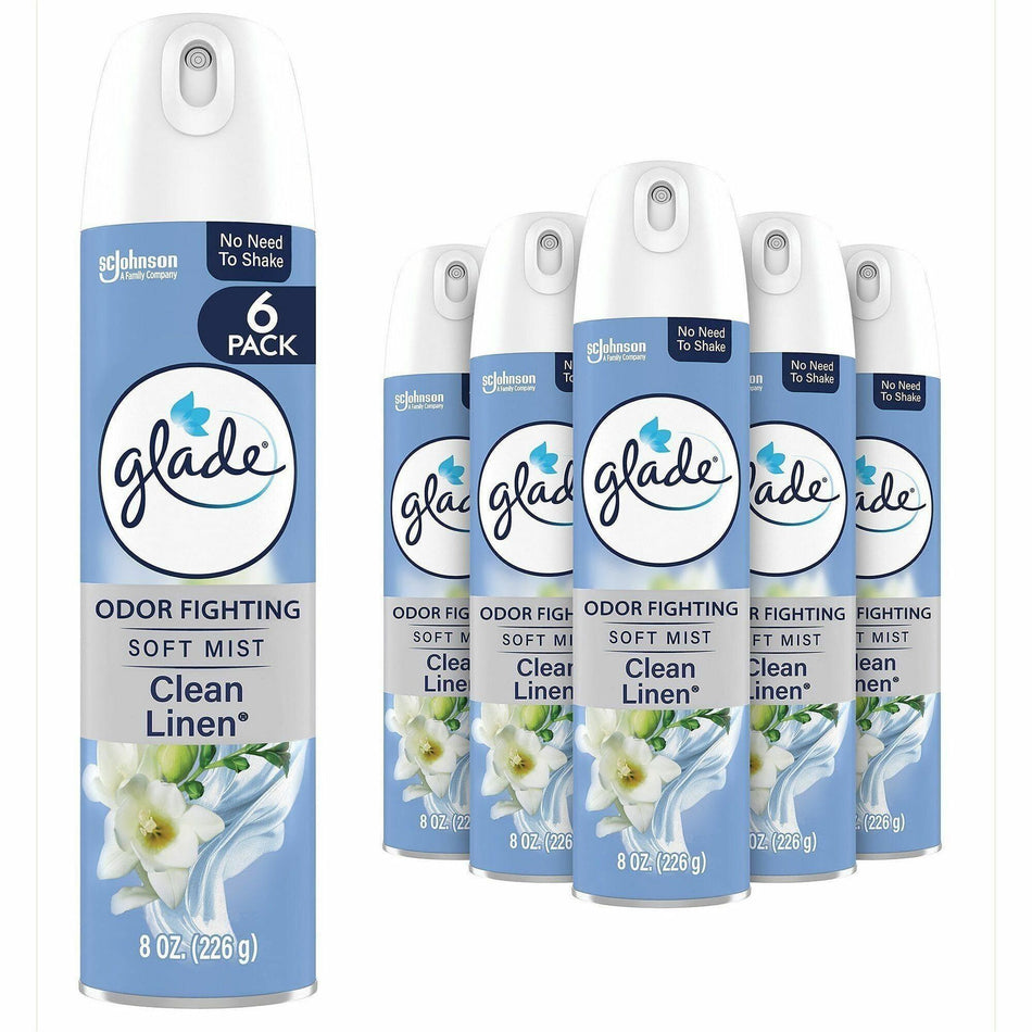 Glade Air Freshener Spray - Spray - 8 fl oz (0.3 quart) - Clean Linen - Odor Neutralizer, Long Lasting, Phthalate-free, Paraben-free - 6 / Carton