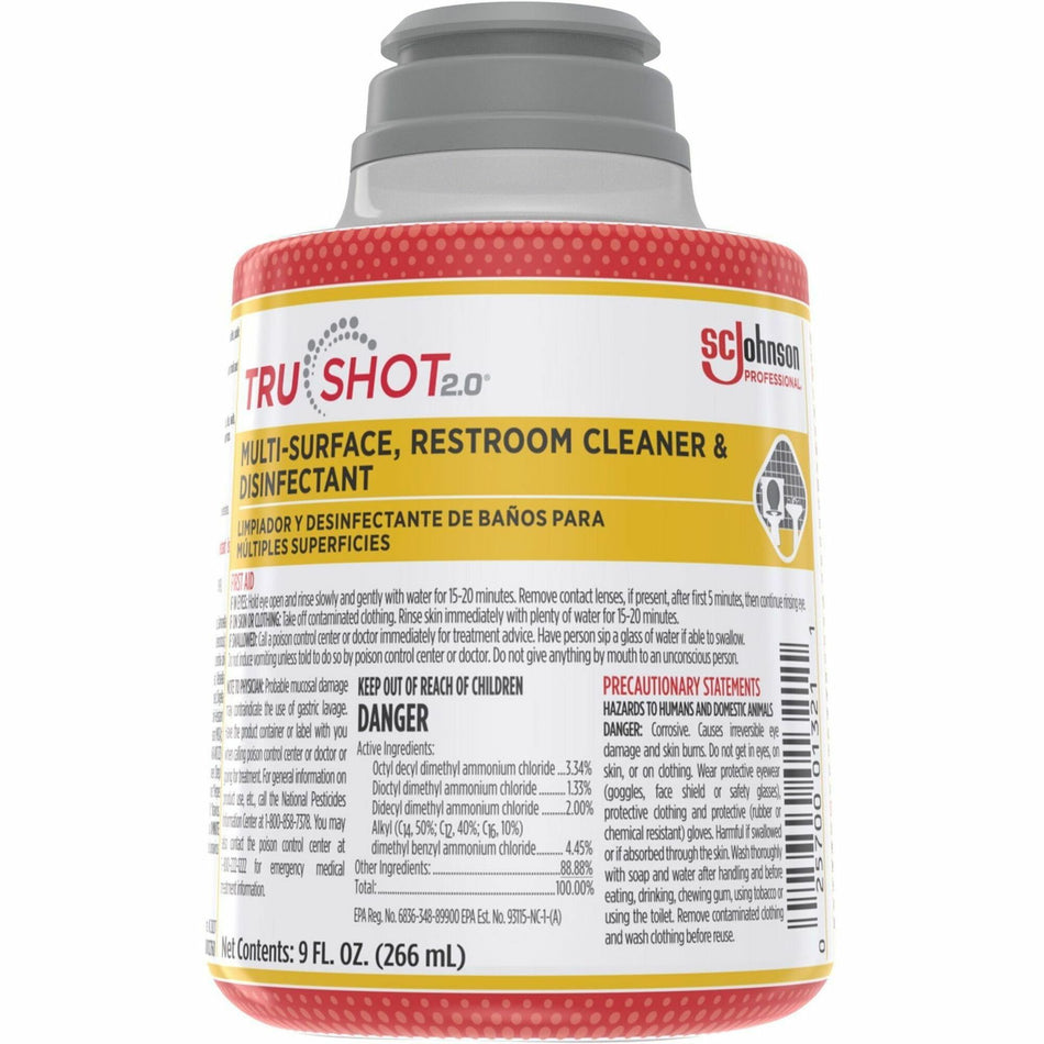 TruShot 2.0 Restroom Cleaner - For Multi Surface, Multipurpose - Concentrate - 9 fl oz (0.3 quart) - Disinfectant, Spill Resistant, Easy to Use, Dilutable - Clear Cartridge - 4 / Carton