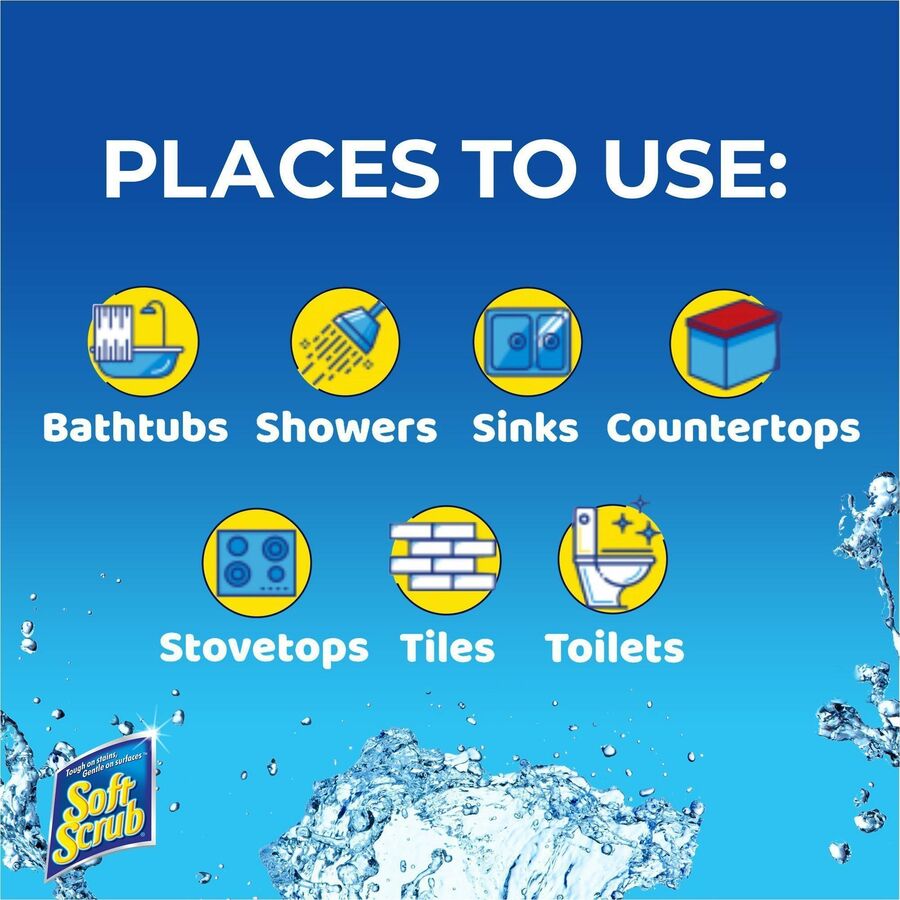 Soft Scrub Total Bath/Kitchen Cleanser - For Multipurpose - 24 fl oz (0.8 quart) - Fresh, Lemon Scent - Non-abrasive, Kosher - White - 1 Each