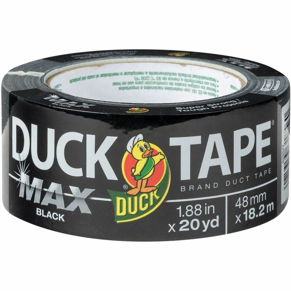 Duck Max Strength Packaging Tape - 20 yd Length x 1.88" Width - Black - Rubber Adhesive - For Packaging, Wood, Plastic, Glass, Sealing, Bundling - 1 Each