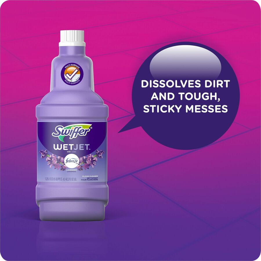 Swiffer WetJet Floor Cleaner - For Multi Surface, Multipurpose - Liquid - 42.2 fl oz (1.3 quart) - Lavender Vanilla Scent - Non-streaking, Phosphate-free, Quick Drying - Purple - 4 / Carton