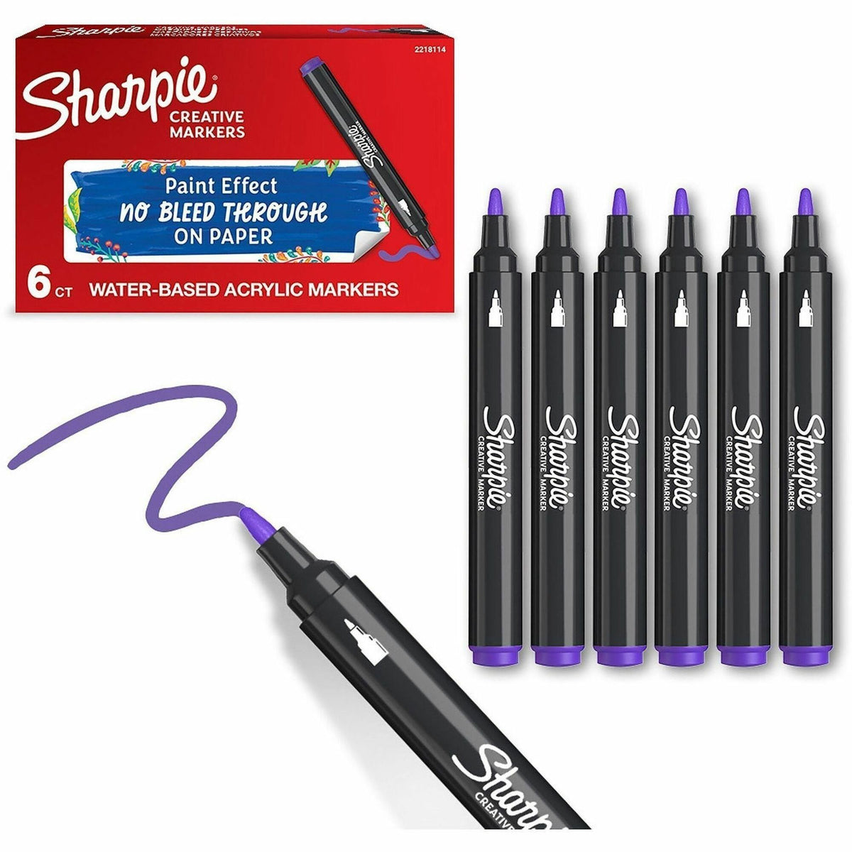 Sharpie Creative Markers - Bullet Marker Point - Lilac Ink - Water Based, Acrylic Based - 6 / Box