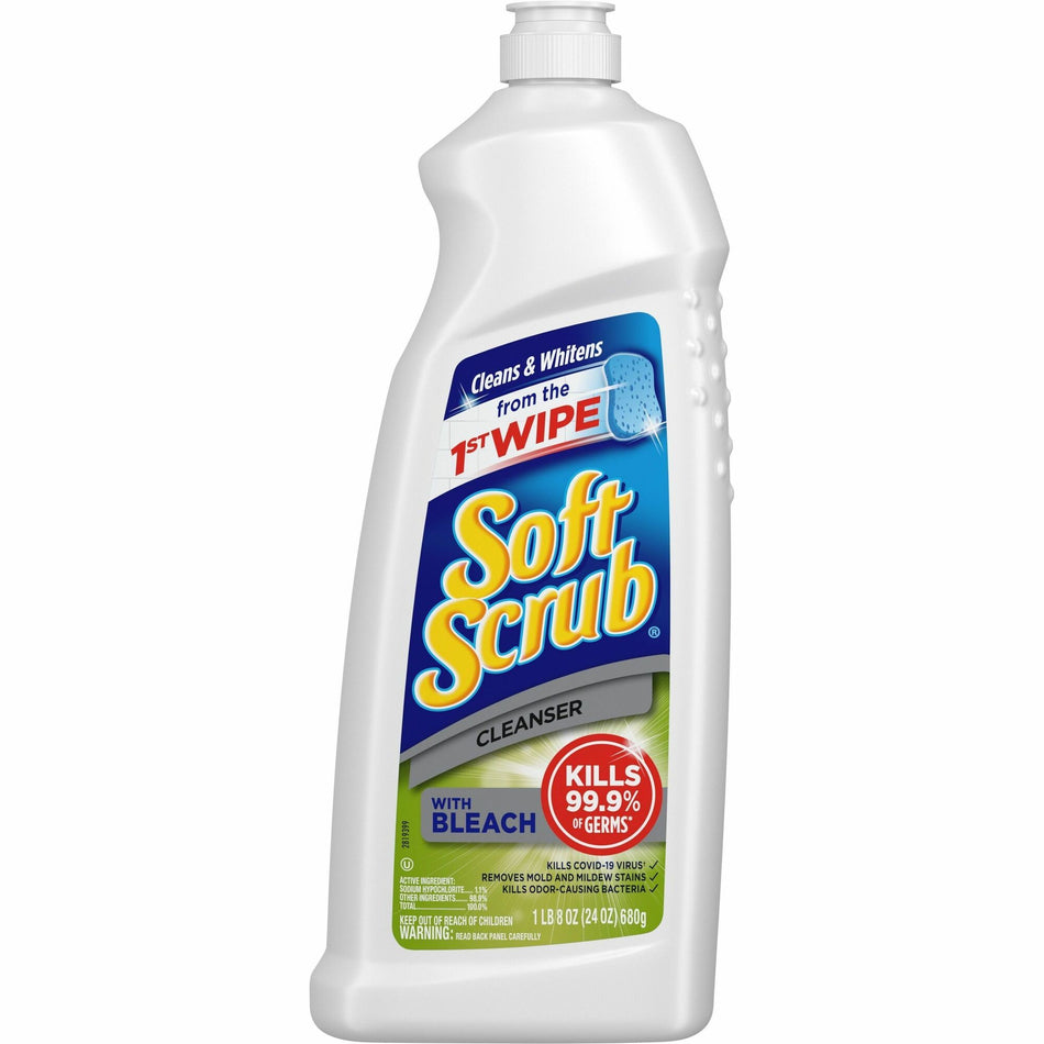 Soft Scrub Bleach Cleanser - For Multipurpose - 24 fl oz (0.8 quart) - Fresh Scent - Scratch Resistant, Disinfectant, Abrasive, Anti-bacterial, Kill Germs - White - 1 Each
