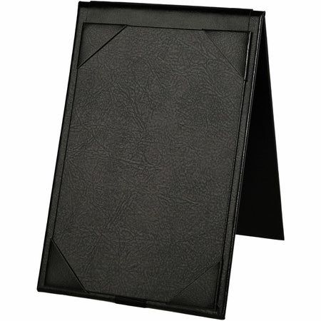 Deflecto Double-Sided A-Frame Table Tent - Support 5" x 7" Media - Leatherette, Leather - Black - Foldable, Double-sided - 1 Each