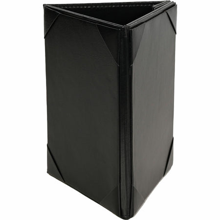 Deflecto Three-Panel Table Tent - Support 4" x 6" Media - Leather, Leatherette - Black - Magnetic, Foldable - 1 Each