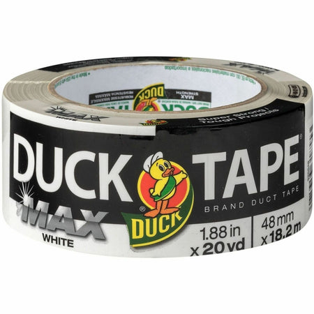 Duck Max Strength Packaging Tape - 20 yd Length x 1.88" Width - White - Rubber Adhesive - For Packaging, Wood, Plastic, Glass, Sealing, Bundling - 1 Each