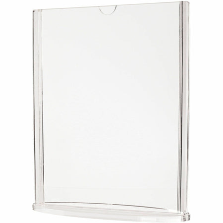 Deflecto Double-Sided Sign Holder w/Base - Support 8.50" x 11" Media - Vertical, Portrait - 11.5" Height x 9.3" Width x 2.4" Depth - Acrylic, Plastic, Polymethyl Methacrylate (PMMA) - Clear - Top Loading, Side-loading, Double-sided, Sturdy - 1 Each