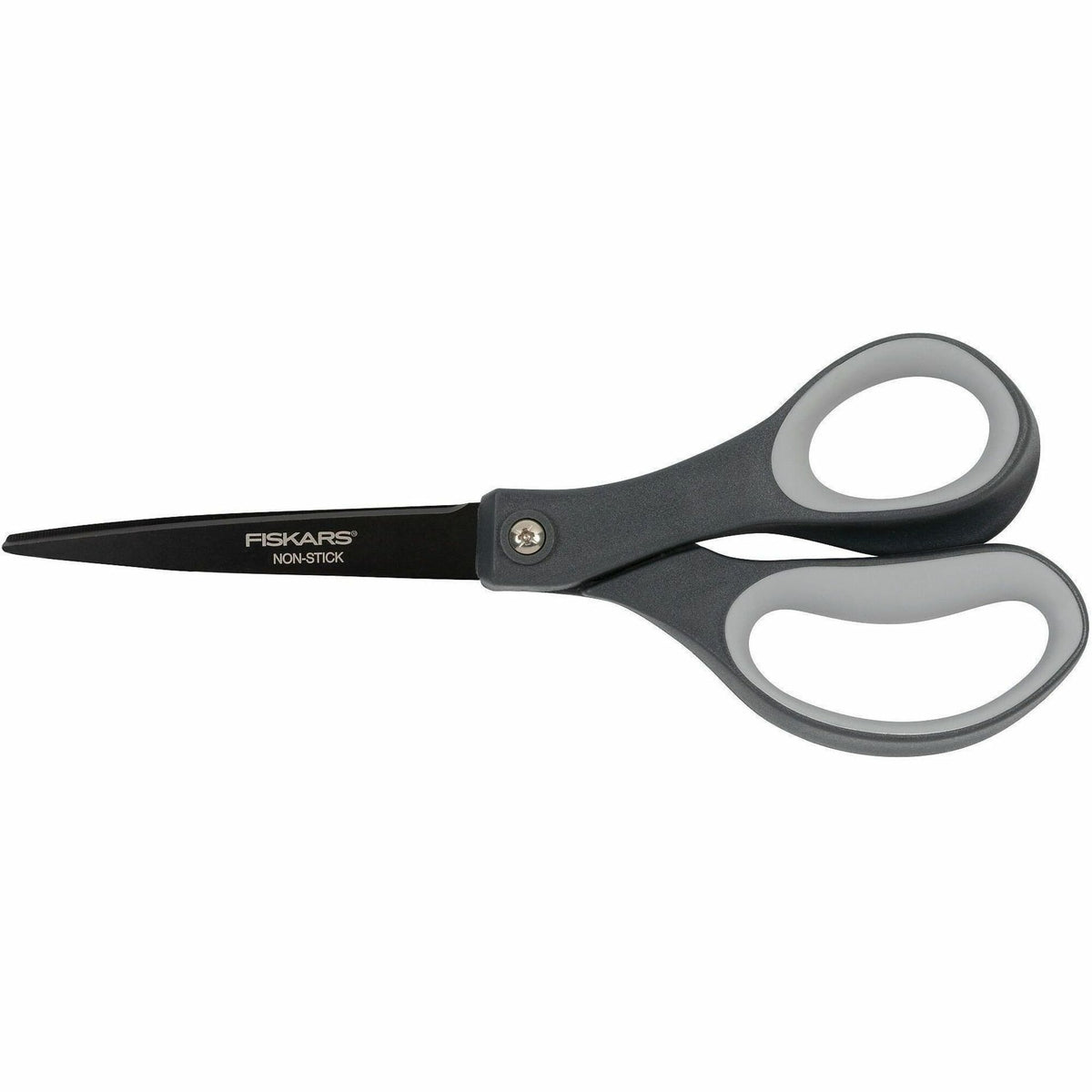 Fiskars Non-stick Titanium Softgrip Scissors - 8" Overall Length - Stainless Steel - Straight Tip - Gray - 1 Each