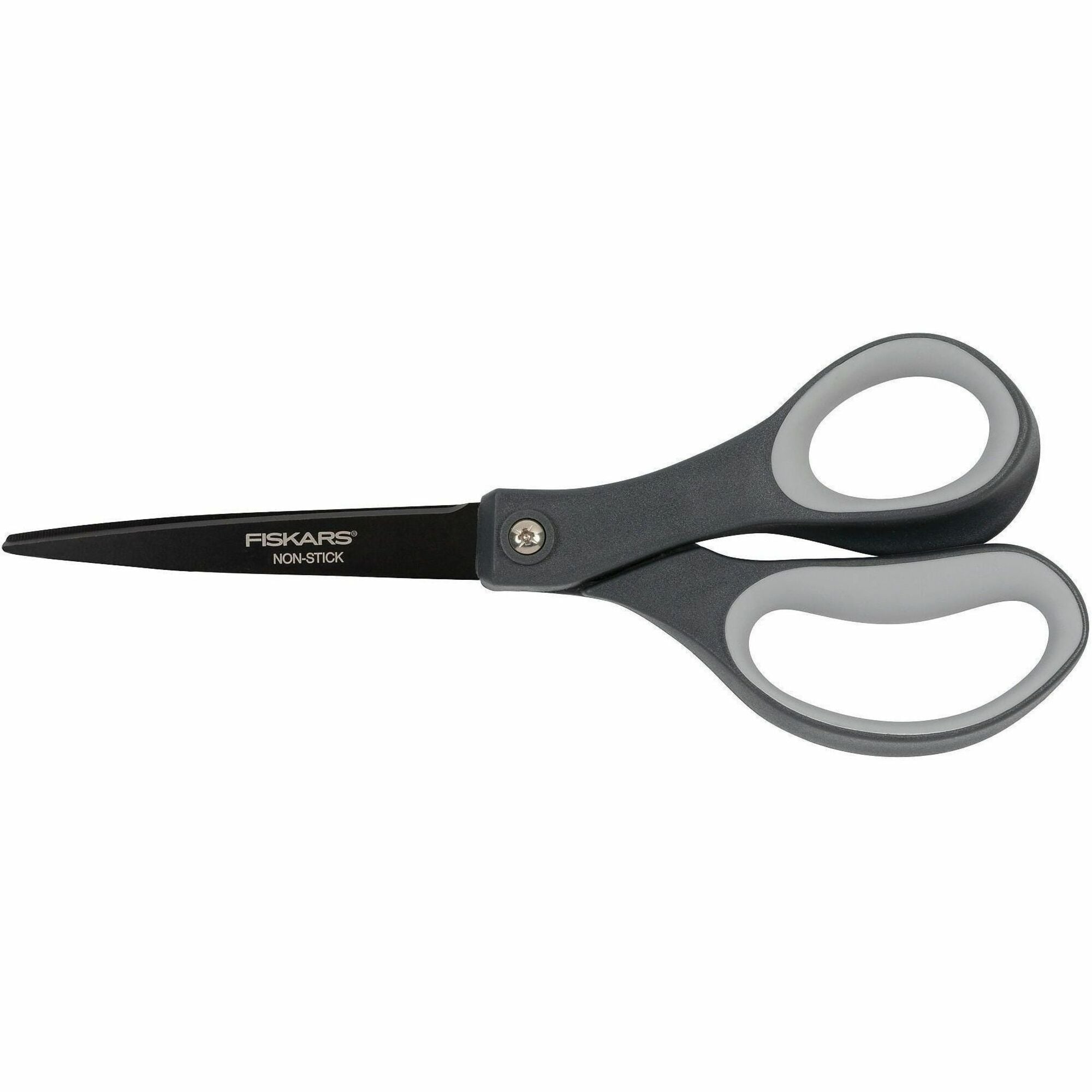 Fiskars Non-stick Titanium Softgrip Scissors - 8" Overall Length - Stainless Steel - Straight Tip - Gray - 1 Each
