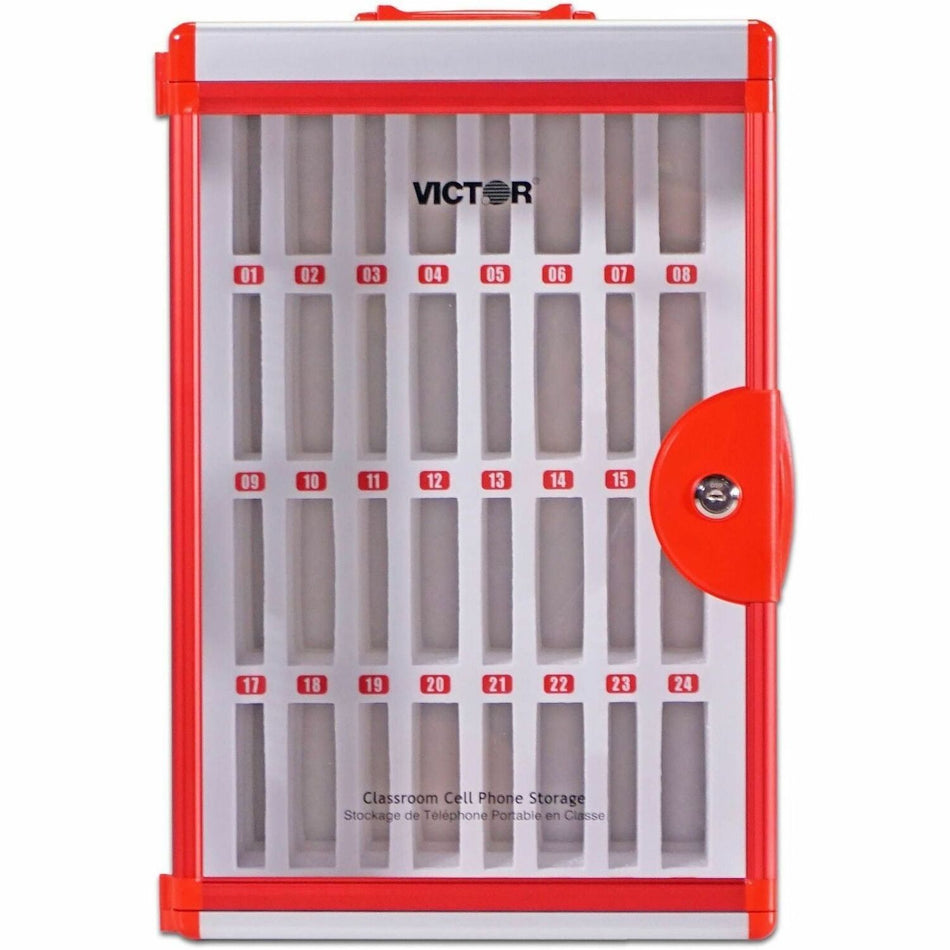 Victor Classroom Cell Phone Locker - Pressure Resistant, Drop Resistant - Wall, Table Top - for Cell Phone, Classroom - Overall Size 20.7" Height x 12.4" Width - Red - Aluminum Alloy