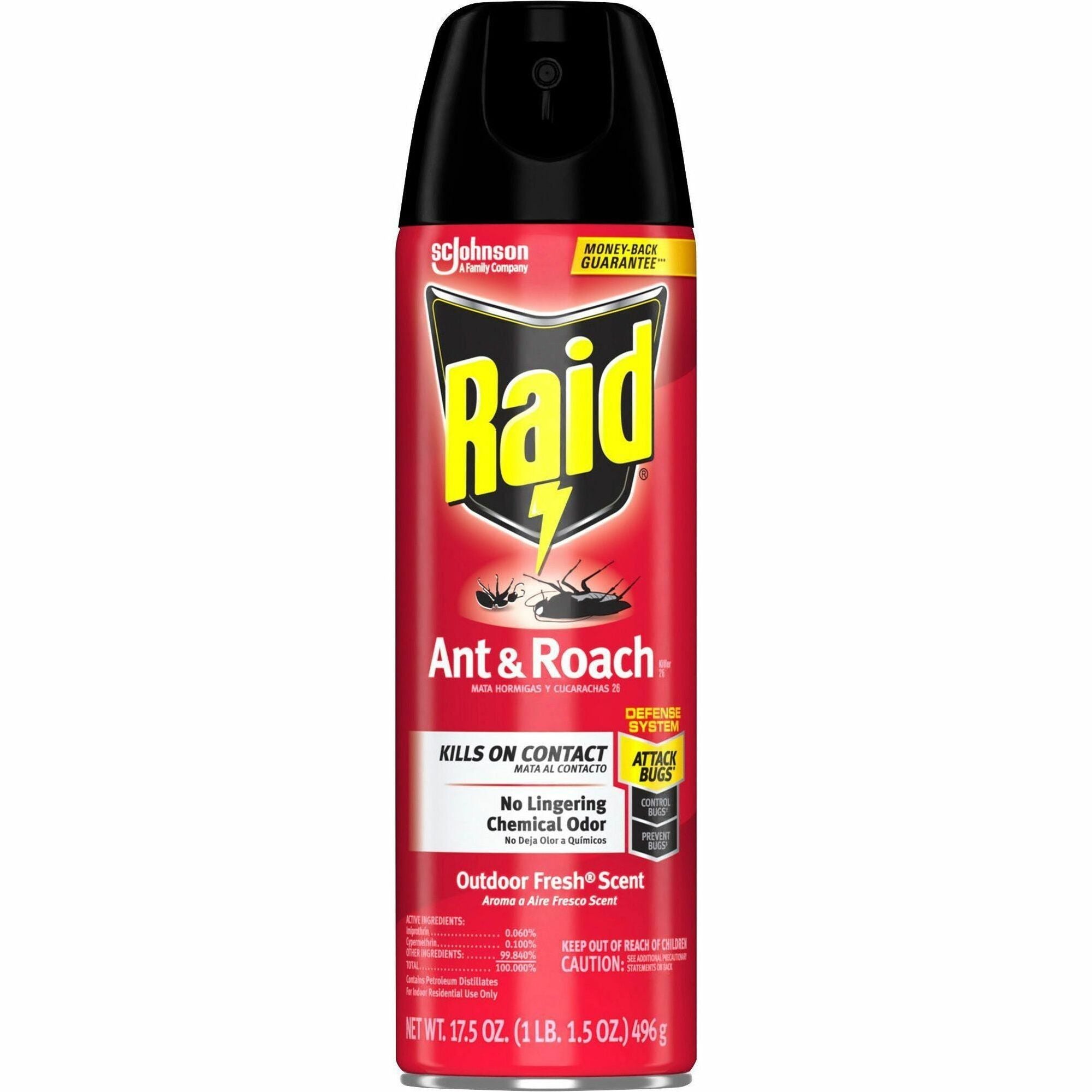Raid Ant & Roach Killer Spray - Spray - Kills Ants, Cockroaches, Bugs, Water Bugs, Palmetto Bug, Silverfish, Carpet Beetle, Crickets, Earwig, Spider, Lady Beetle, ... - 17.50 fl oz - Clear - 1 Each