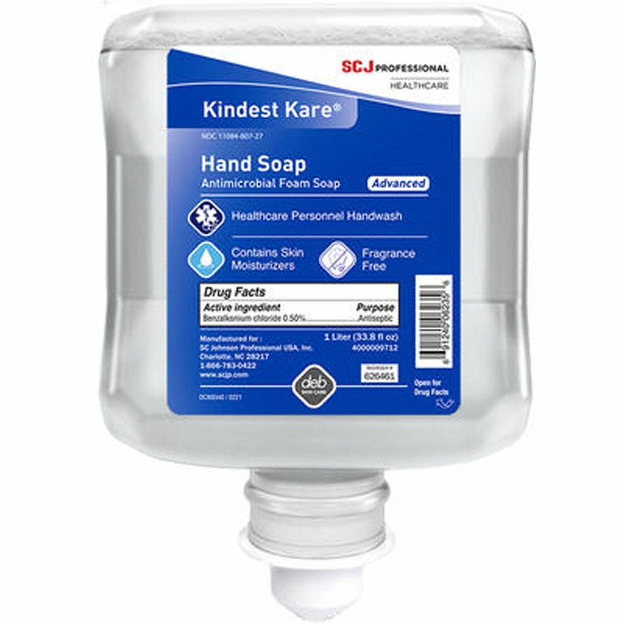 SC Johnson Kindest Kare Advanced Handwash - 1.06 quart - Cartridge Dispenser - Healthcare, Hand, Skin - Moisturizing - Non-drying, Fragrance-free, Dye-free - 6 / Carton