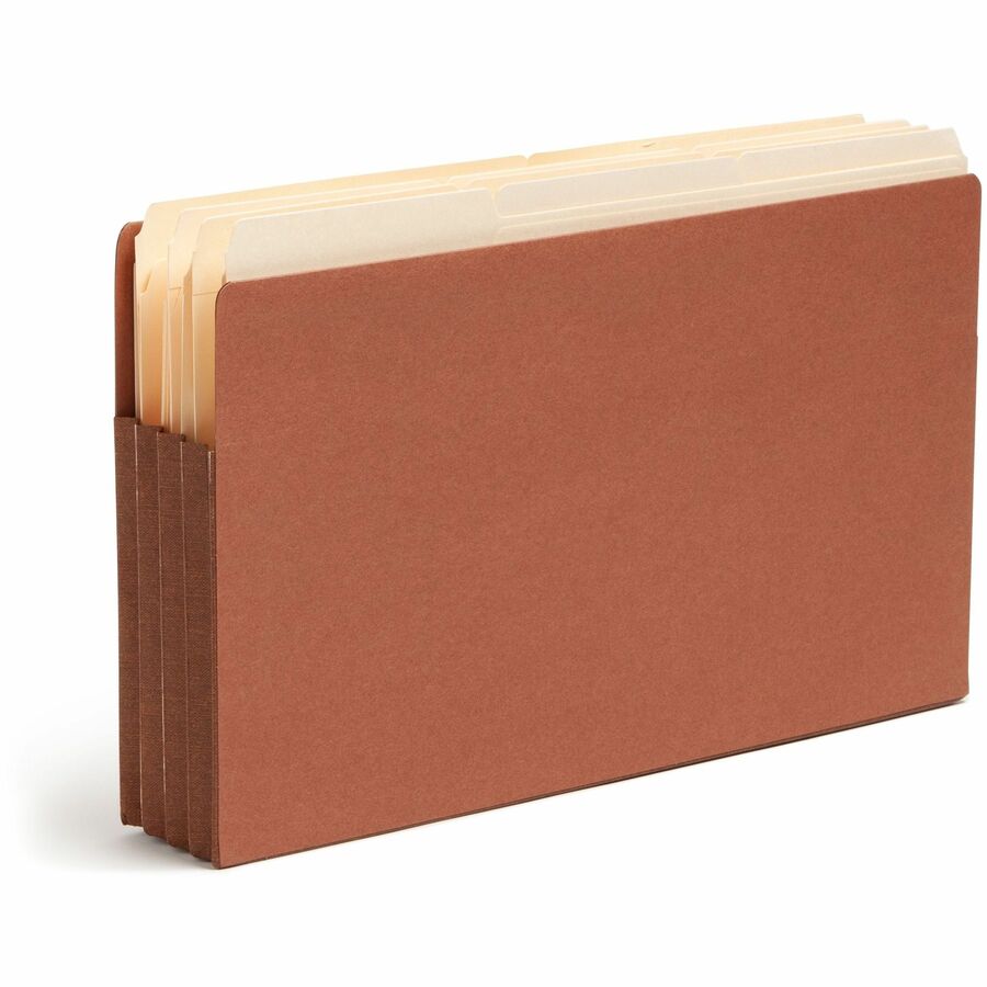 Smead TUFF Straight Tab Cut Legal Recycled File Pocket - 8 1/2" x 14" - 3 1/2" Expansion - 16.5 pt. - 2 Plys - Redrope - Rip Resistant, Tear Resistant, Reinforced Tab, Heavyweight Cover - 30% Recycled - 10 / Box