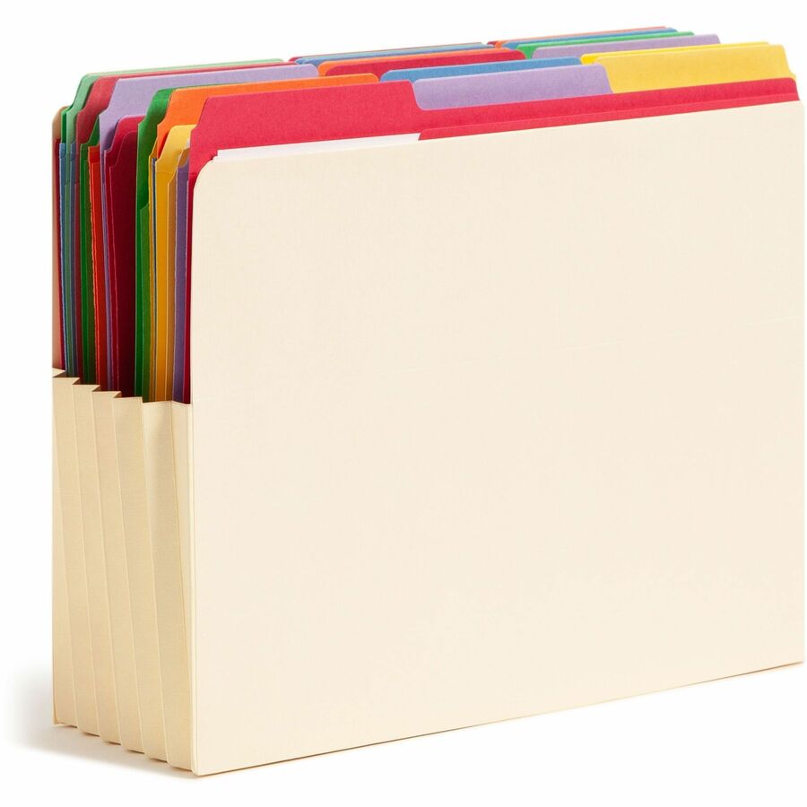 Smead Straight Tab Cut Letter Recycled File Pocket - 8 1/2" x 11" - 5 1/4" Expansion - 2 Plys - Manila - Manila - 10% Recycled - 10 / Box